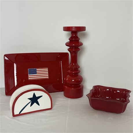 Glazed Coordinated Patriotic Decor and Serving Pieces