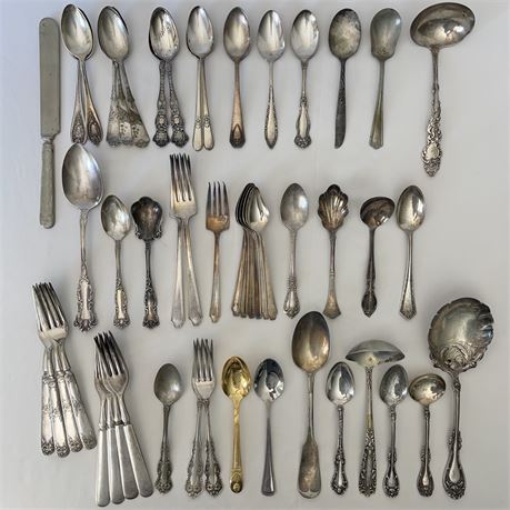 Large Variety of Silver Plate Flatware