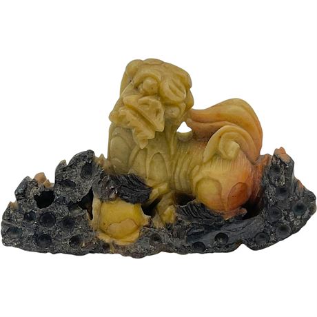 Vtg Chinese Foo Dog Carved Soapstone Figurine