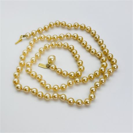 Marvella Signed 24" Vintage Pearl Necklace