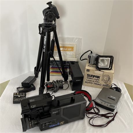 Photography Essentials w/ Sony Video8 AF Camcorder, Velbon DV-48 Tripod, & More
