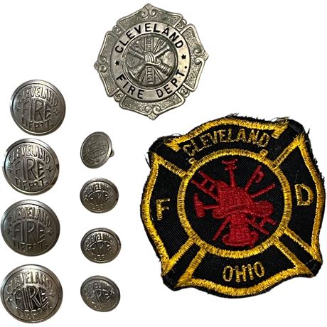 Cleveland Fire Department Patch, Badge, & Uniform Buttons