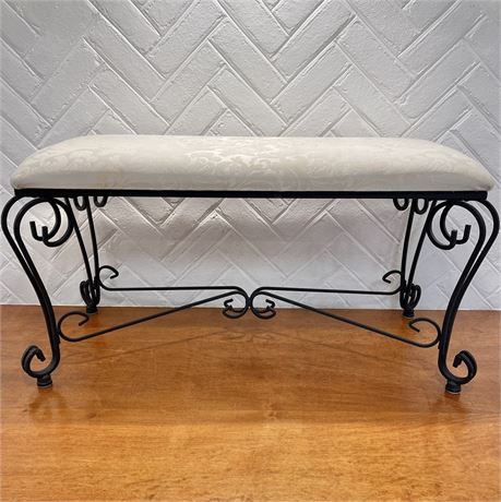 Upholstered Wrought Iron Bench