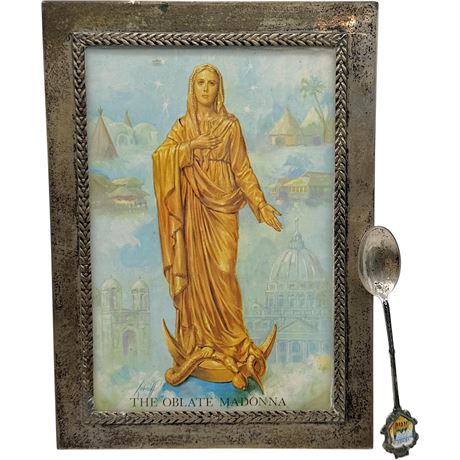 .800 Silver Picture Frame & .800 Silver Souvenir Spoon