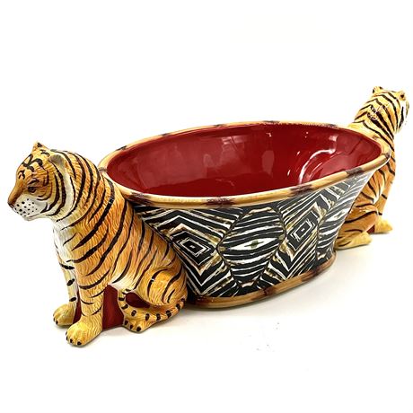 Poetic Wanderlust "Imperial Bengal" 3-D Tiger Centerpiece Bowl by Tracy Porter