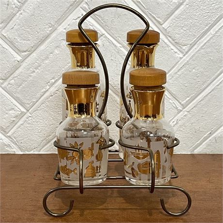 Mid-Century Gold Overlay Georges Briard Style Cruet Set