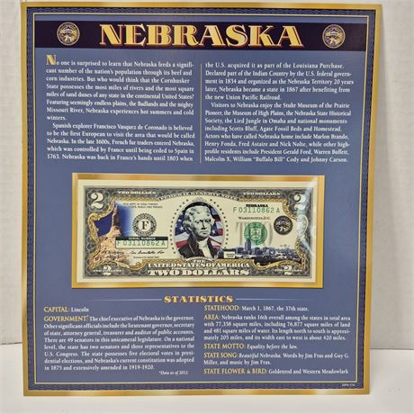 2009 Colorized Nebraska $2 Dollar Bill