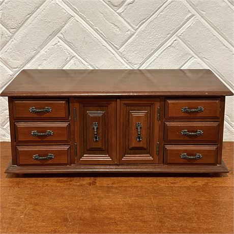 Wooden Jewelry Box w/ 9 Felt Lined Drawers