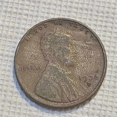 1936 D  Lincoln Wheat Penny,