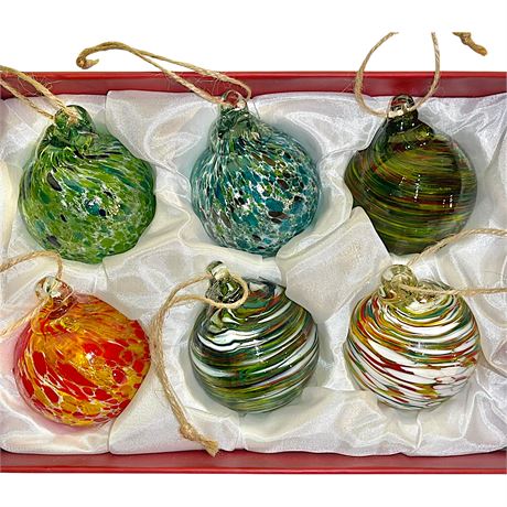 (6) Hand Blown Art Glass Ornaments