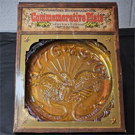 Indiana Glass Bi-Centennial Commemorative Eagle Plate in Original Box