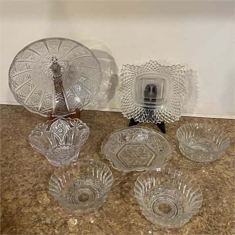 Bundle of Clear Cut Glass Bowls