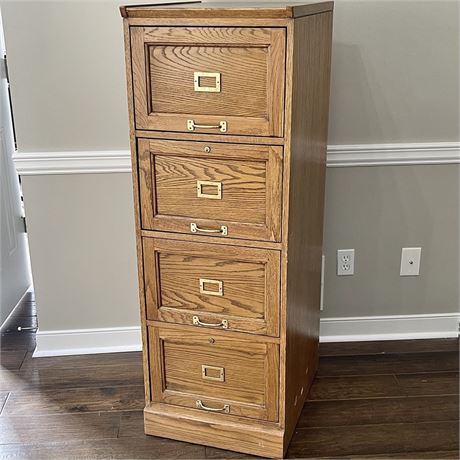 Wood 4-Drawer Filing Cabinet - No Key