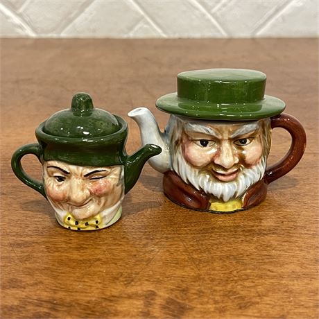 Vtg Artone & Enesco Toby Jug Style Glazed Ceramic Teapots
