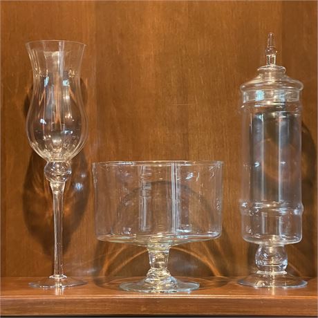 Glass Footed Display Serving Trio