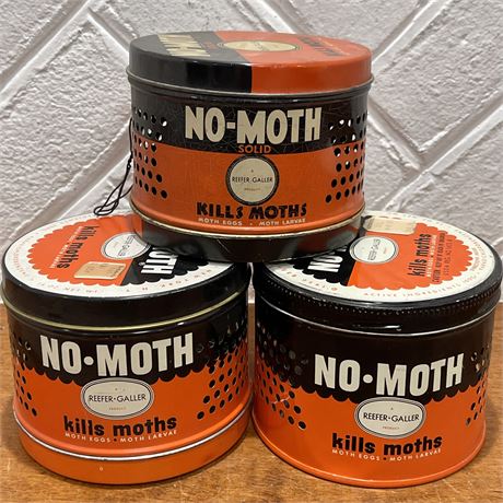 Vtg No Moth Reefer-Galler Tin Cans