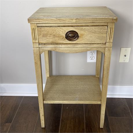 Vtg Single Drawer French Country Style Side Table w/ Lower Shelf
