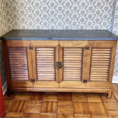 Vtg Heritage Slate Top Walnut Cradenza w/ Bifold Doors by Halle Bros Co