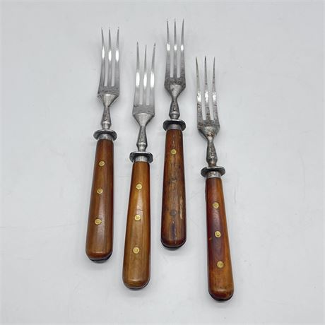 Set of 4 Antique Civil War Era 3 Prong Forks