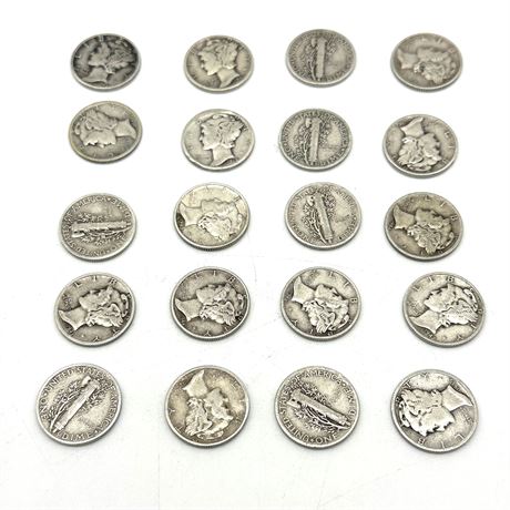 Collection of Mercury Liberty 1935 to 1945 Silver Dimes