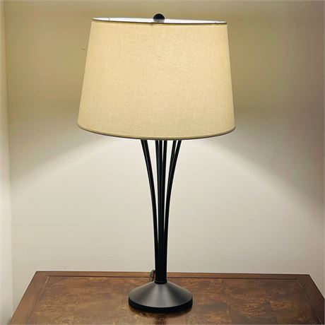 Contemporary Flared Cage Metal Table Lamp