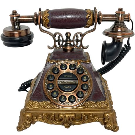 Vintage Bronze Old Telephone Push Button sold Antique Style Decorative Phone UNTESTED