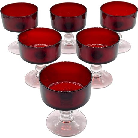 Set of 6 Ruby Red Coupe Glasses