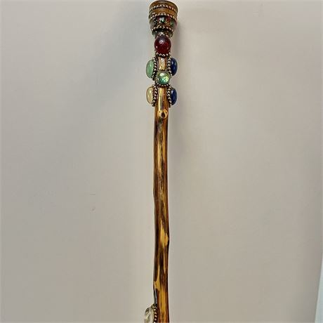 Hand Crafted Walking Stick with Gemstone Accents