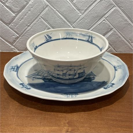 Oxney Green Nautical Themed Serving Bowl & Platter