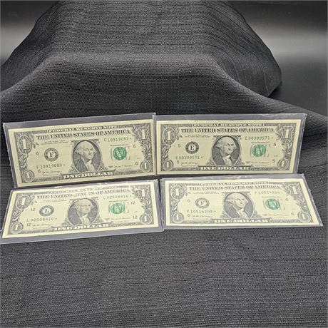 (4) Star Note $1.00 Bills