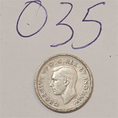 1943 Silver Ten Cent Canadian Coin