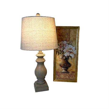 Table Lamp with Floral Art Print