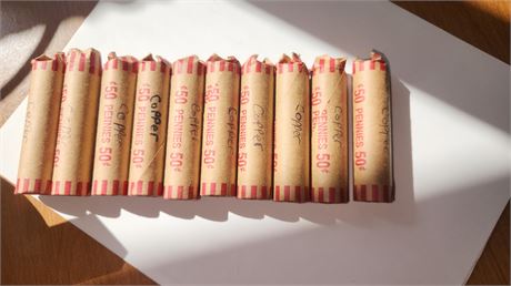 10 Rolls of 95% US Copper Pennies