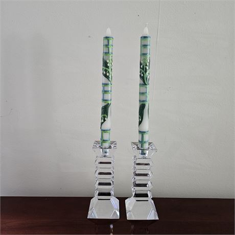 Pair of Beautiful Crystal Candlestick Holders