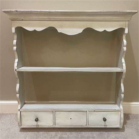 Shabby Chic Hanging Wall Shelf with Drawers
