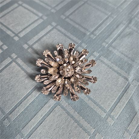 Vtg Coro Craft Sterling Rhinestone Starburst Brooch