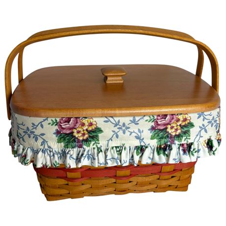 1997 Longaberger Mother's Day Basket w/ Divided Insert, Open Insert, Liner & Lid