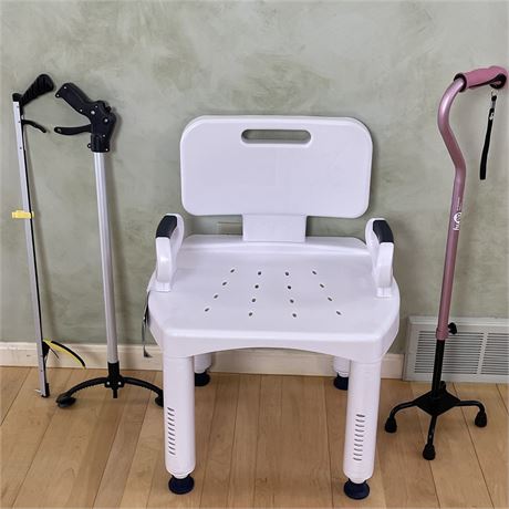 NEW Drive Adjustable Shower Chair w/ Hugo Cane & Grabbers