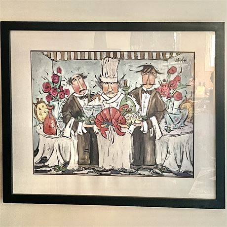 Signed Joanna "Armando's Brasserie" Framed Chef Art Print