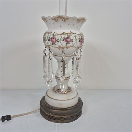 Victorian Bohemian Hand-Painted Lamp