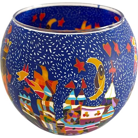 Leuchtglas Hand Painted Glass Tealight Holder w/ Original Box