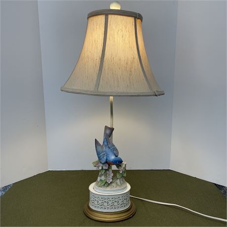 Vtg Andrea by Sedak Bisque Bluebird 3-way Table Lamp