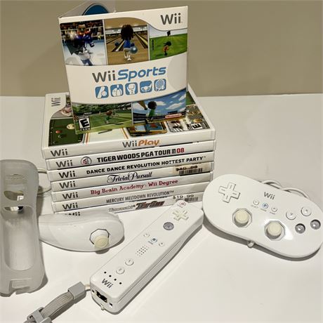 Wii Controller and Game Bundle w/ Wii Play, Wii Sports, Trivial Pursuit and More