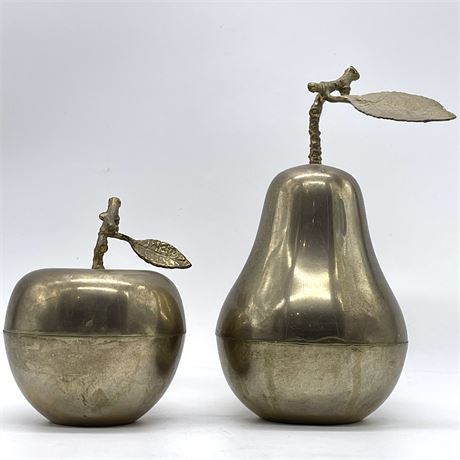 Silver Tone Apple and Pear Candle Set by D.L. & Co.