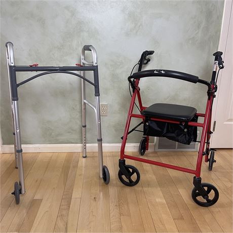 Drive Rollator with Seat Storage and Drive Medical Dual Release Folding Walker