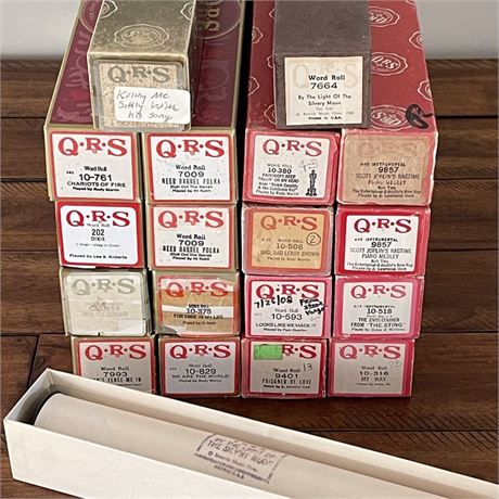 Vtg QRS Player Piano Rolls - Instrumental Only & Word Rolls
