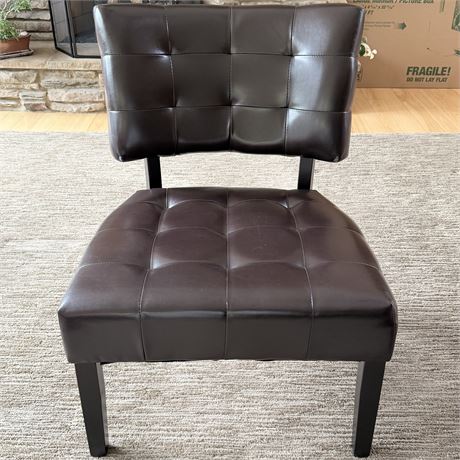 Tufted Faux Leather Accent Chair