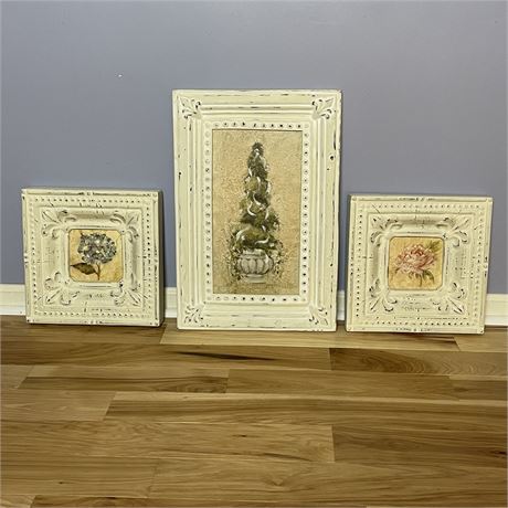 Set of Three French Country Wall Hangings with Fleur de lis Frames