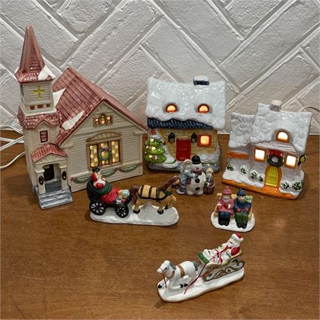Lighted Christmas Houses and Accessories - Glossy Finish
