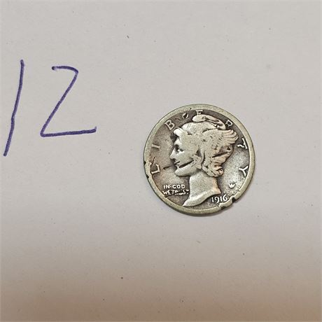 1916 Mercury Dime Silver